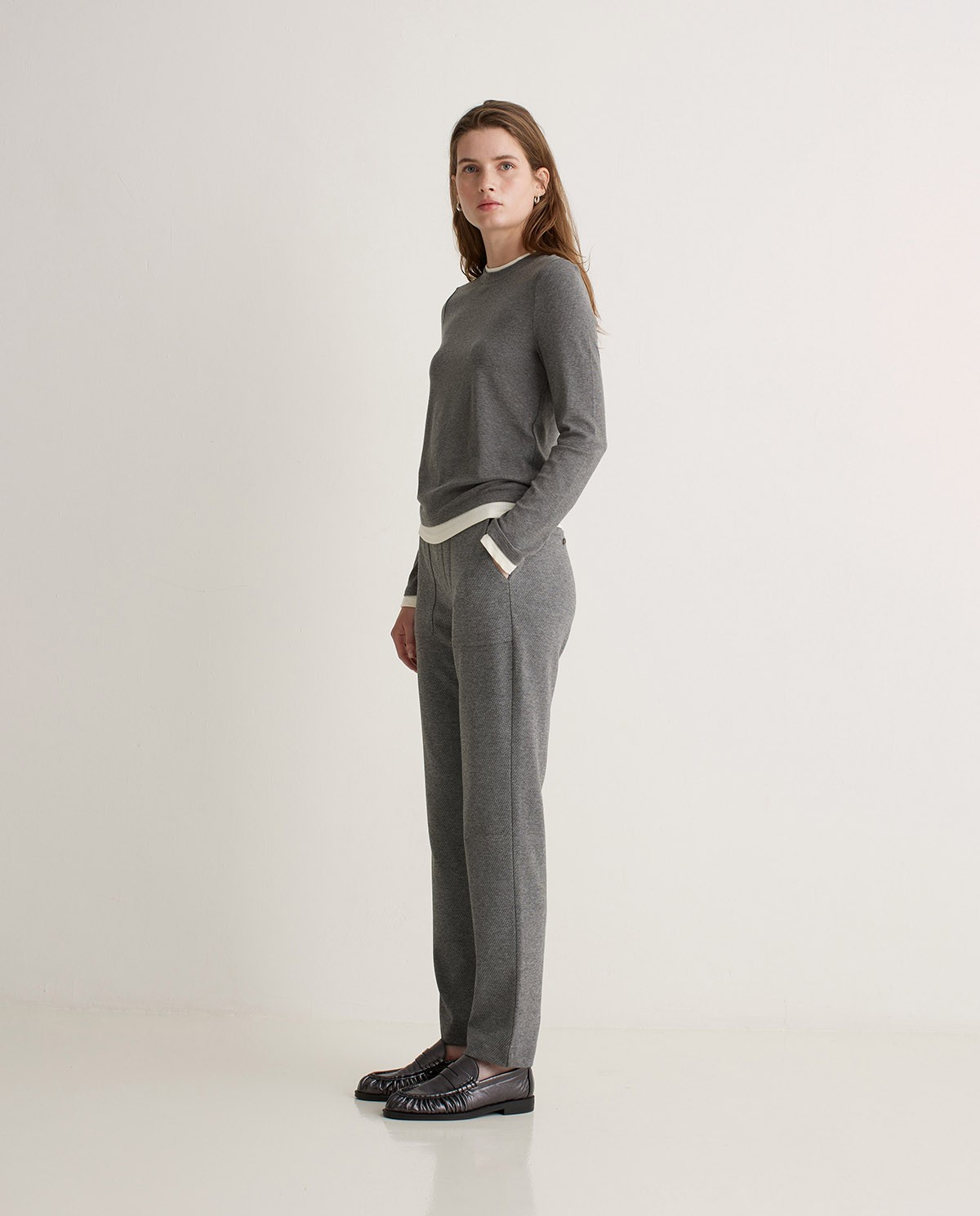 Pantalones regular fit afranelado antracita - Pantalones rectos de punto 2