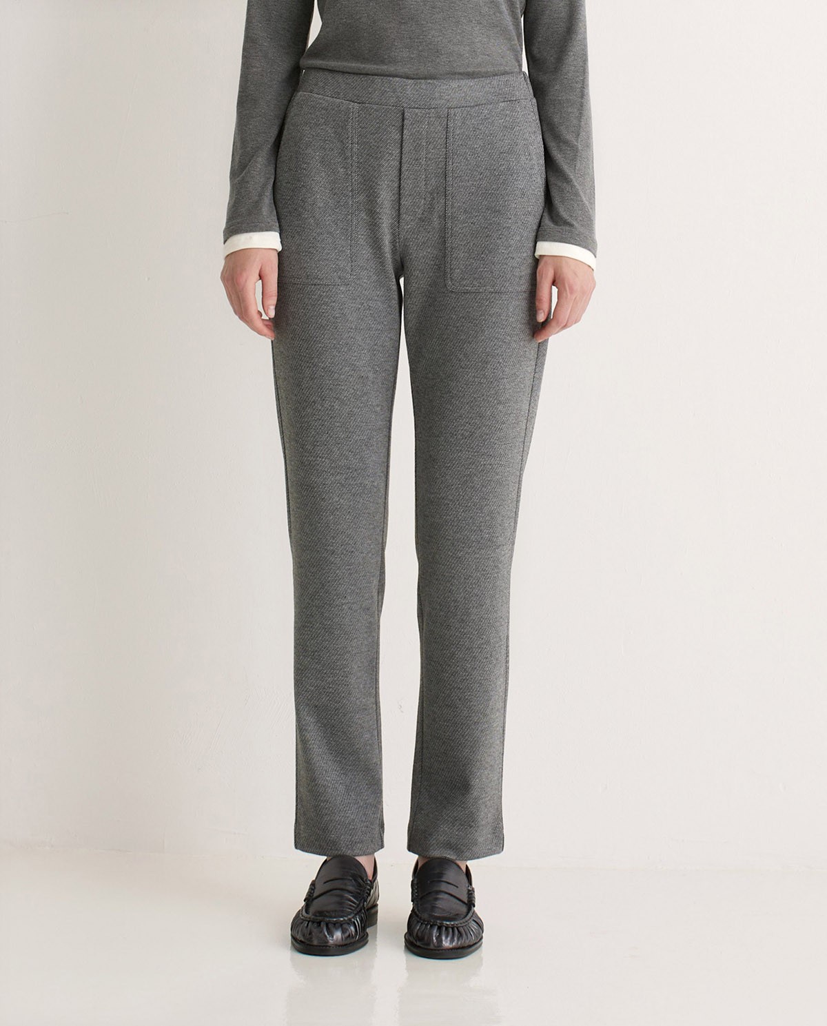 Pantalones regular fit afranelado antracita - Pantalones rectos de punto 3