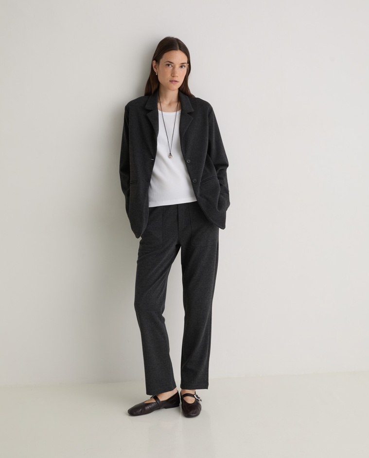 Pantalón regular fit afranelado negro - Pantalones rectos de punto