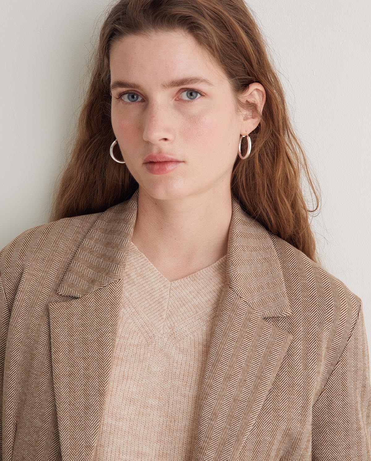 Camel herringbone knit blazer - Knit blazer 1