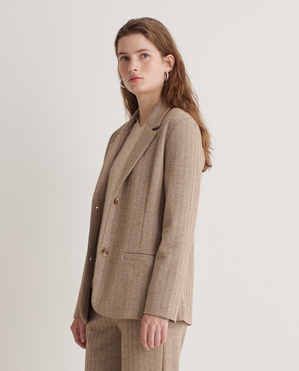 Camel herringbone knit blazer - Knit blazer 4