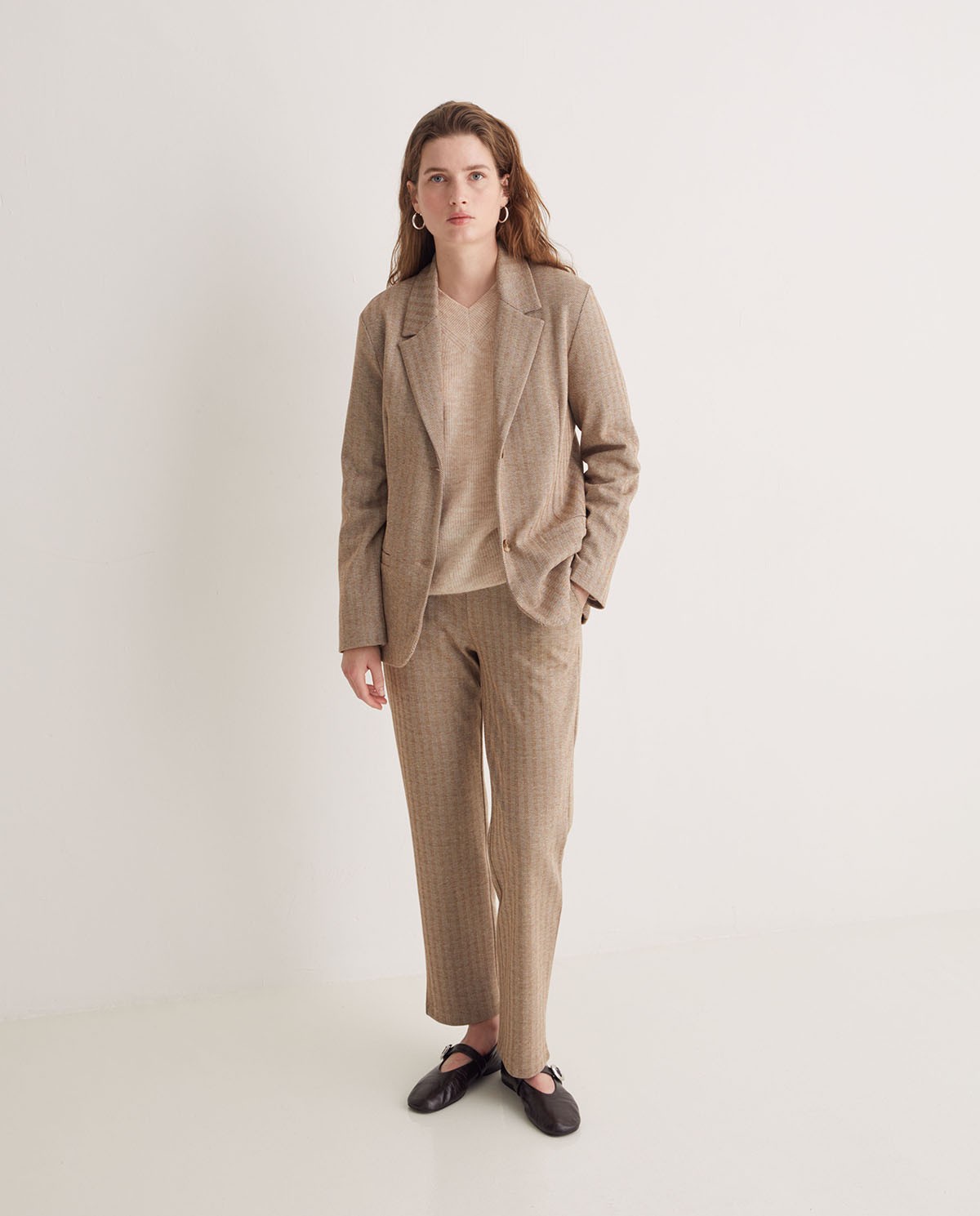 Camel herringbone knit blazer - Knit blazer 2