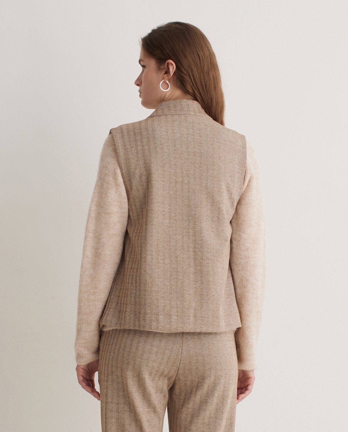 Gilet en tricot à chevrons camel - Gilet en tricot 3
