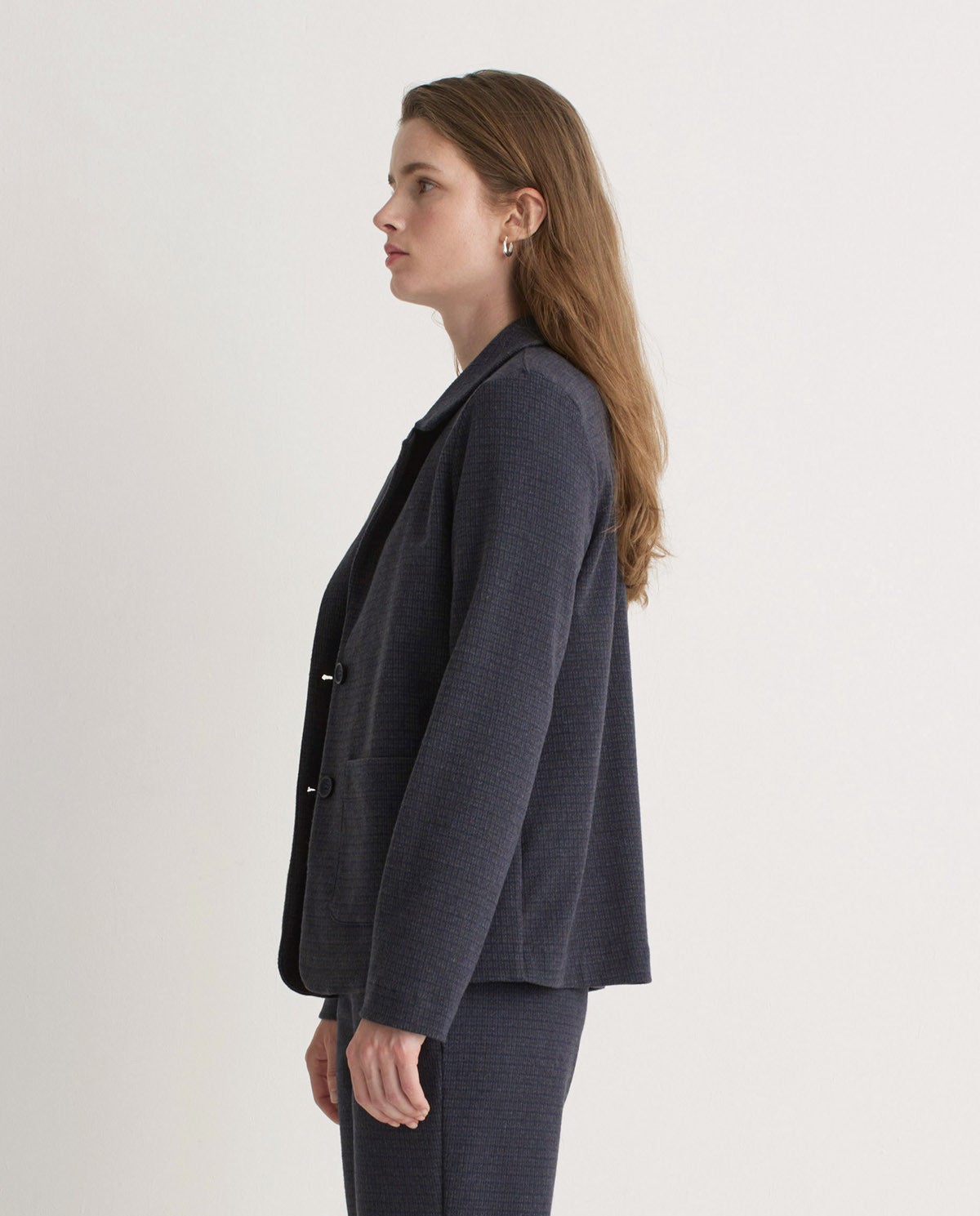 Blazer punto Jacquard cuadros azul marino - Blazer Jacquard de punto 4