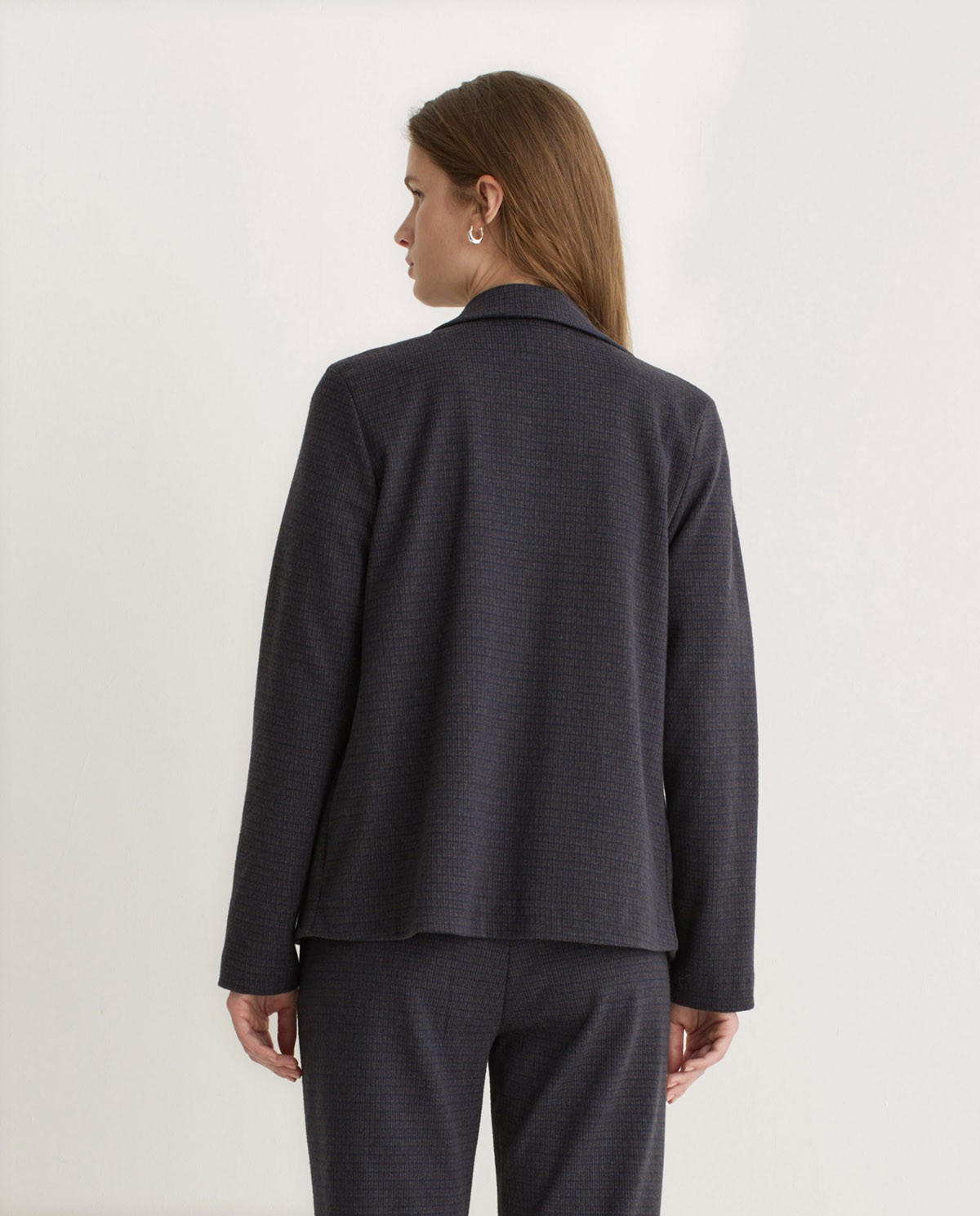 Blazer punto Jacquard cuadros azul marino - Blazer Jacquard de punto 5
