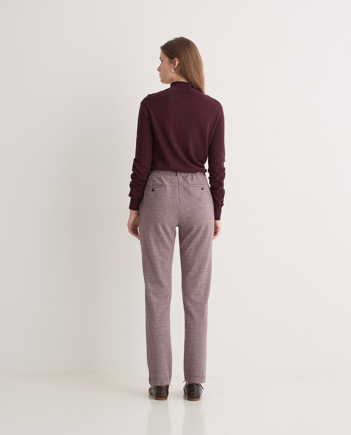 Pantalones algodón regular fit berenjena - Pantalones rectos 5