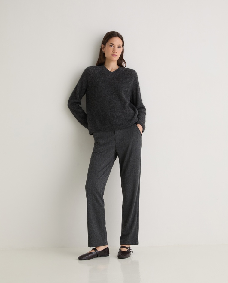 Pantalon en tricot à chevrons anthracite - Pantalon en tricot à chevrons