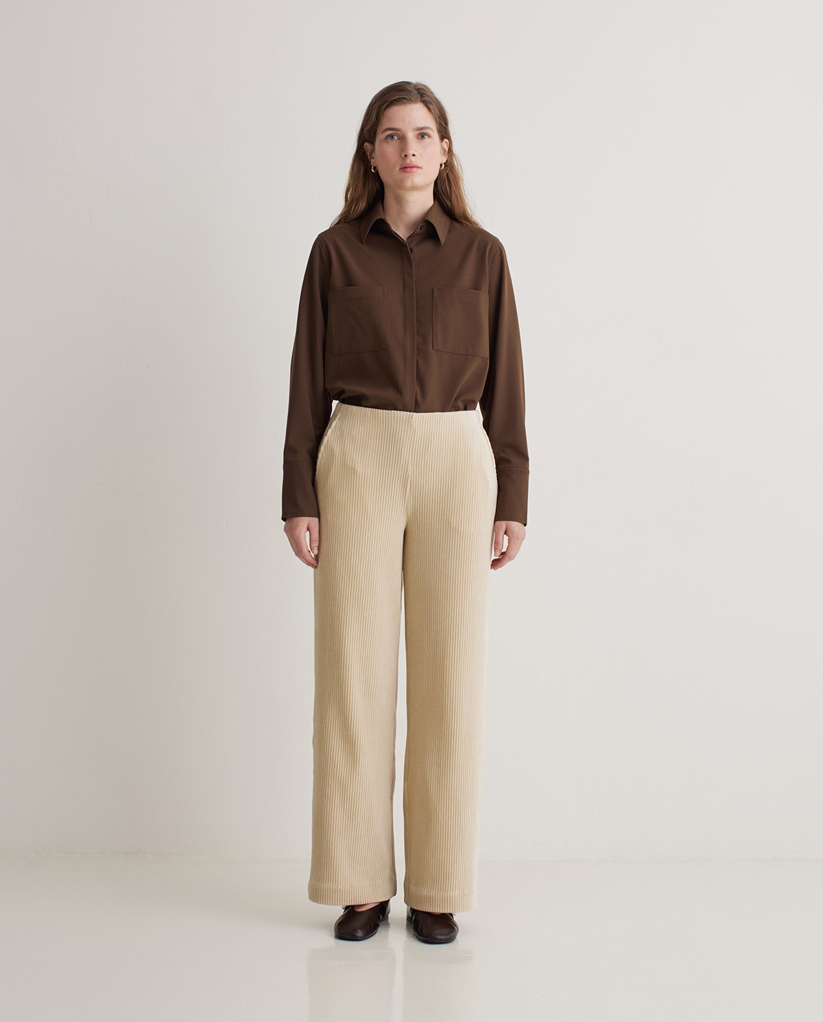 Pantalones anchos pana mezcla algodón natural - Pantalones de pana de punto 4