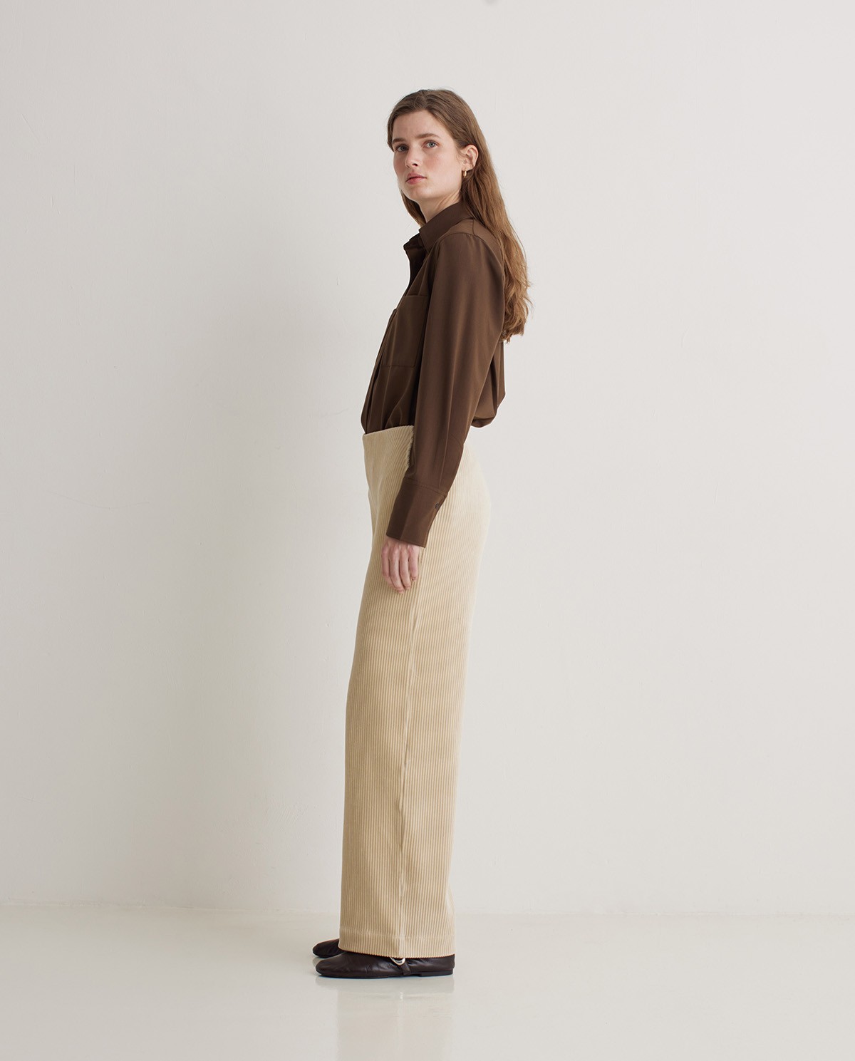 Pantalones anchos pana mezcla algodón natural - Pantalones de pana de punto 3