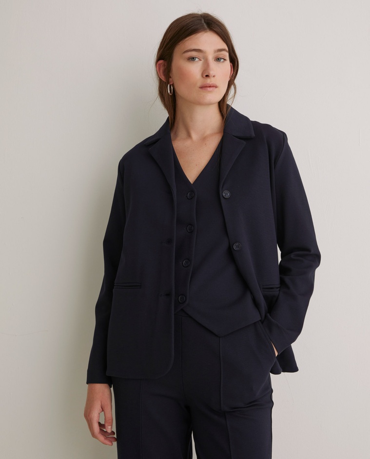 Blazer de punto azul marino - Blazer de punto