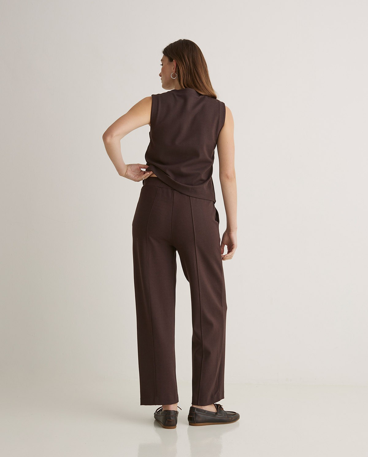 Pantalones barrel punto marrón - Pantalones barrel de punto 4