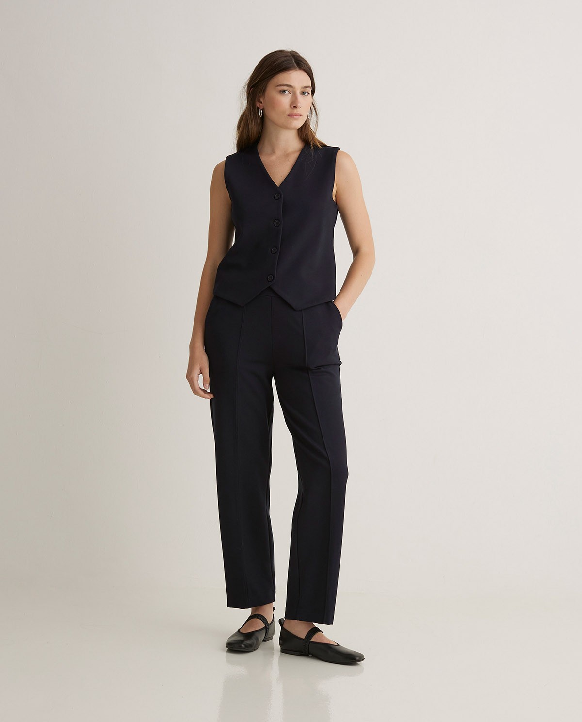 Pantalones barrel punto azul marino - Pantalones barrel de punto 3