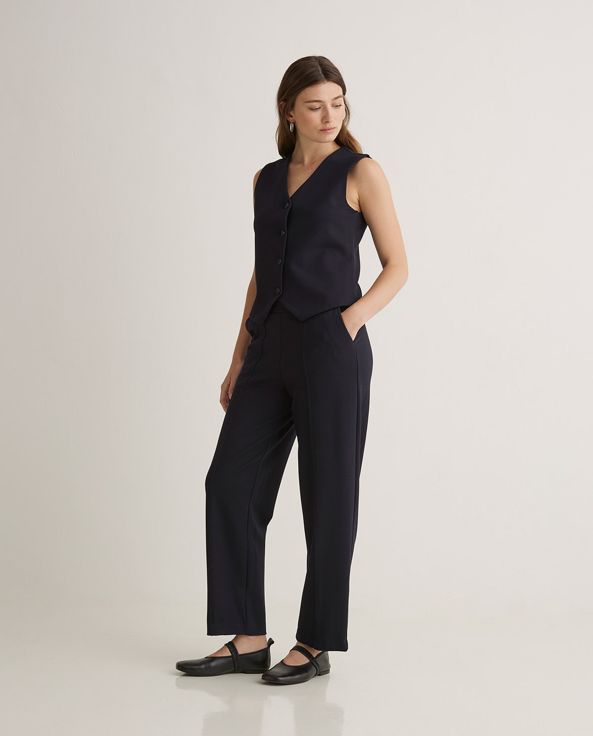 Pantalones barrel punto azul marino - Pantalones barrel de punto 2