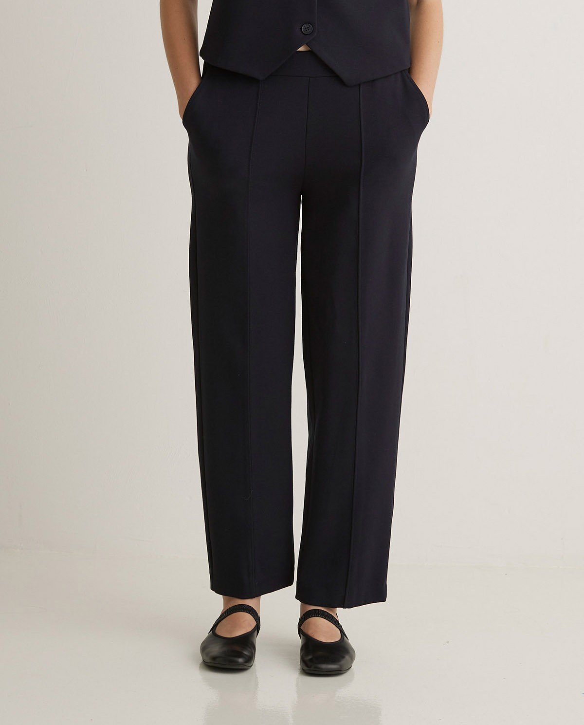Pantalones barrel punto azul marino - Pantalones barrel de punto 1