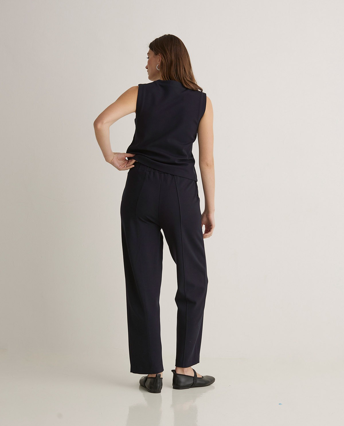 Pantalones barrel punto azul marino - Pantalones barrel de punto 5
