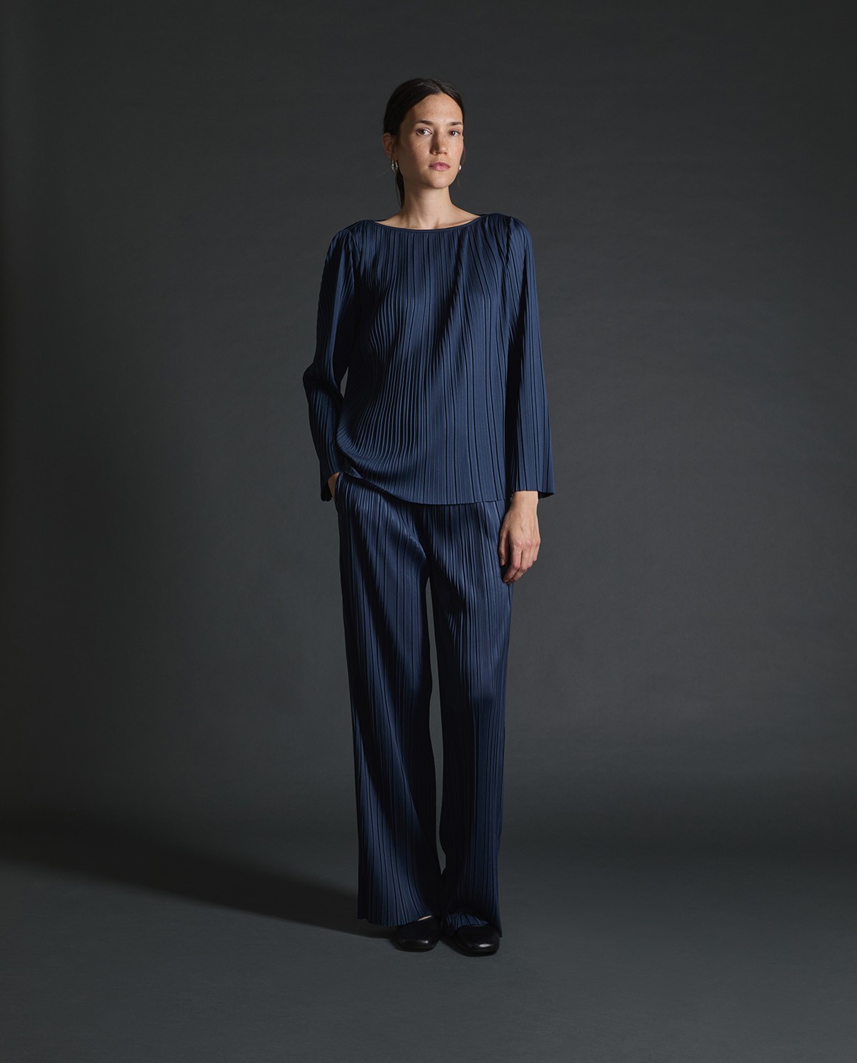 Pantalons prisats amples blau marí