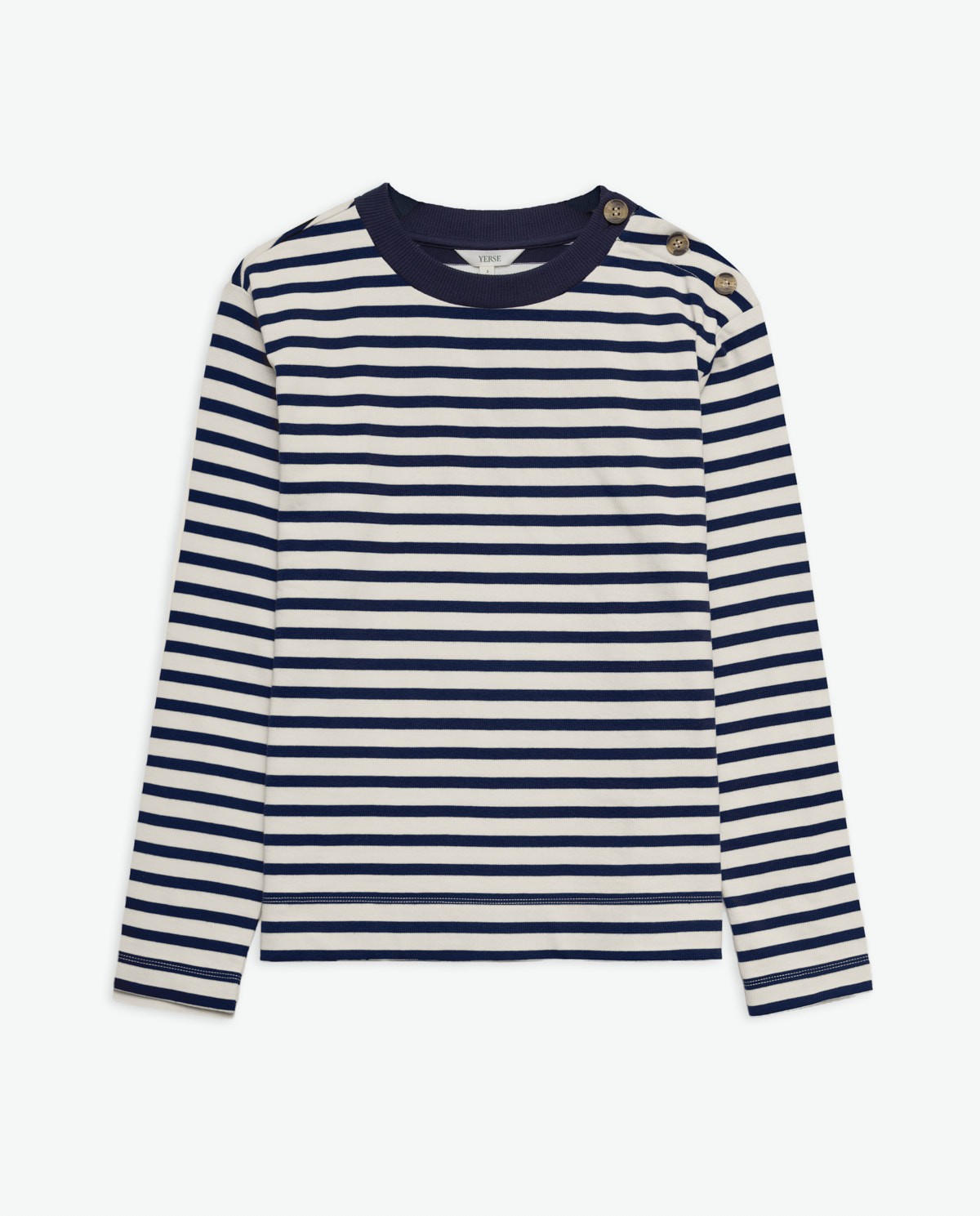 Sudadera de rayas detalle botones azul - Sudadera con estampado estilo marinero 8