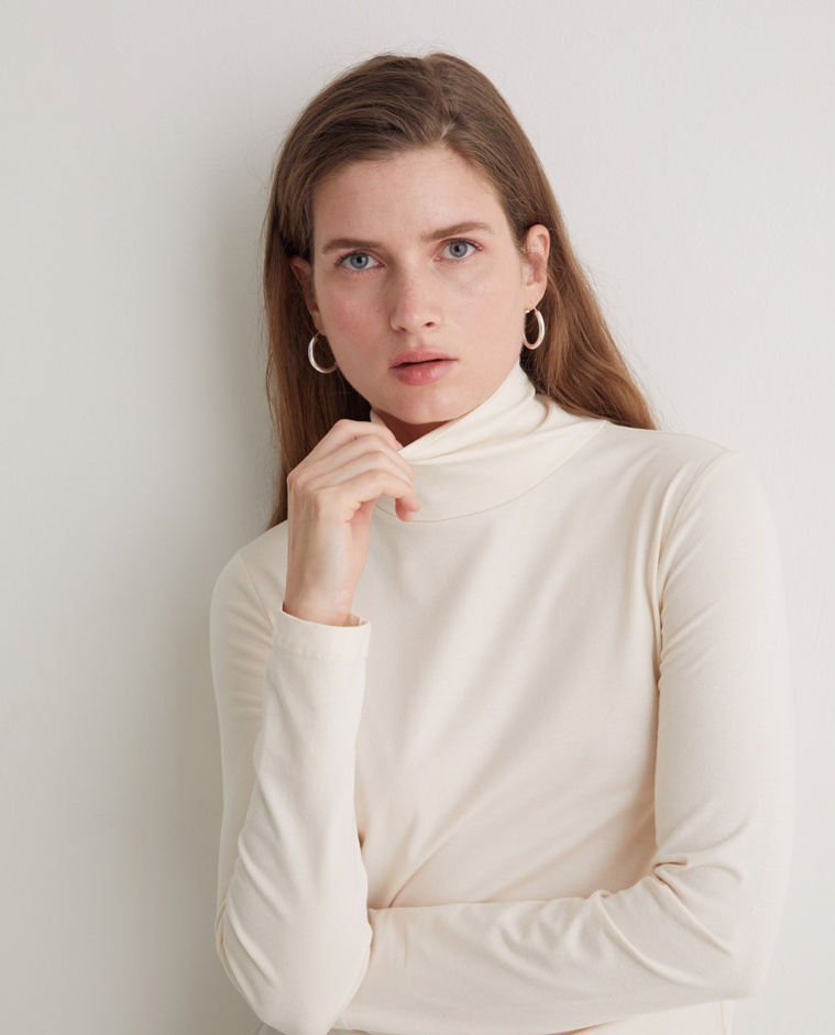 Raw Perkins collar T-shirt - Modal and cotton blend T-shirt