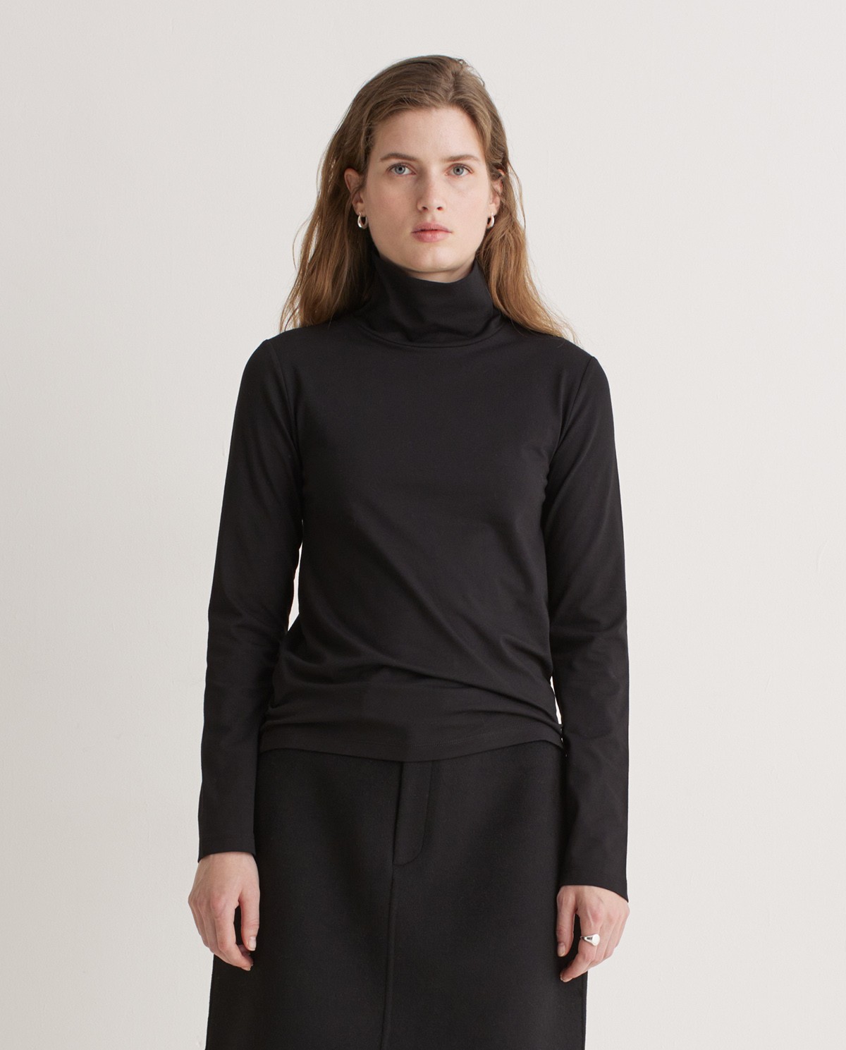 Black Perkins-neck t-shirt