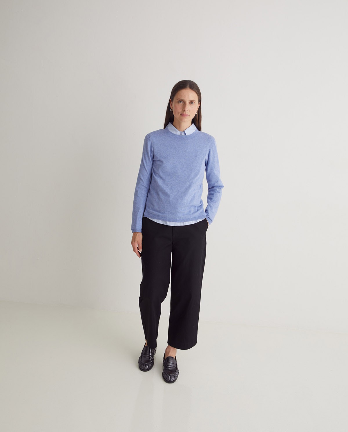 Pull col rond bleu clair en coton biologique - Pull 100% coton biologique 5