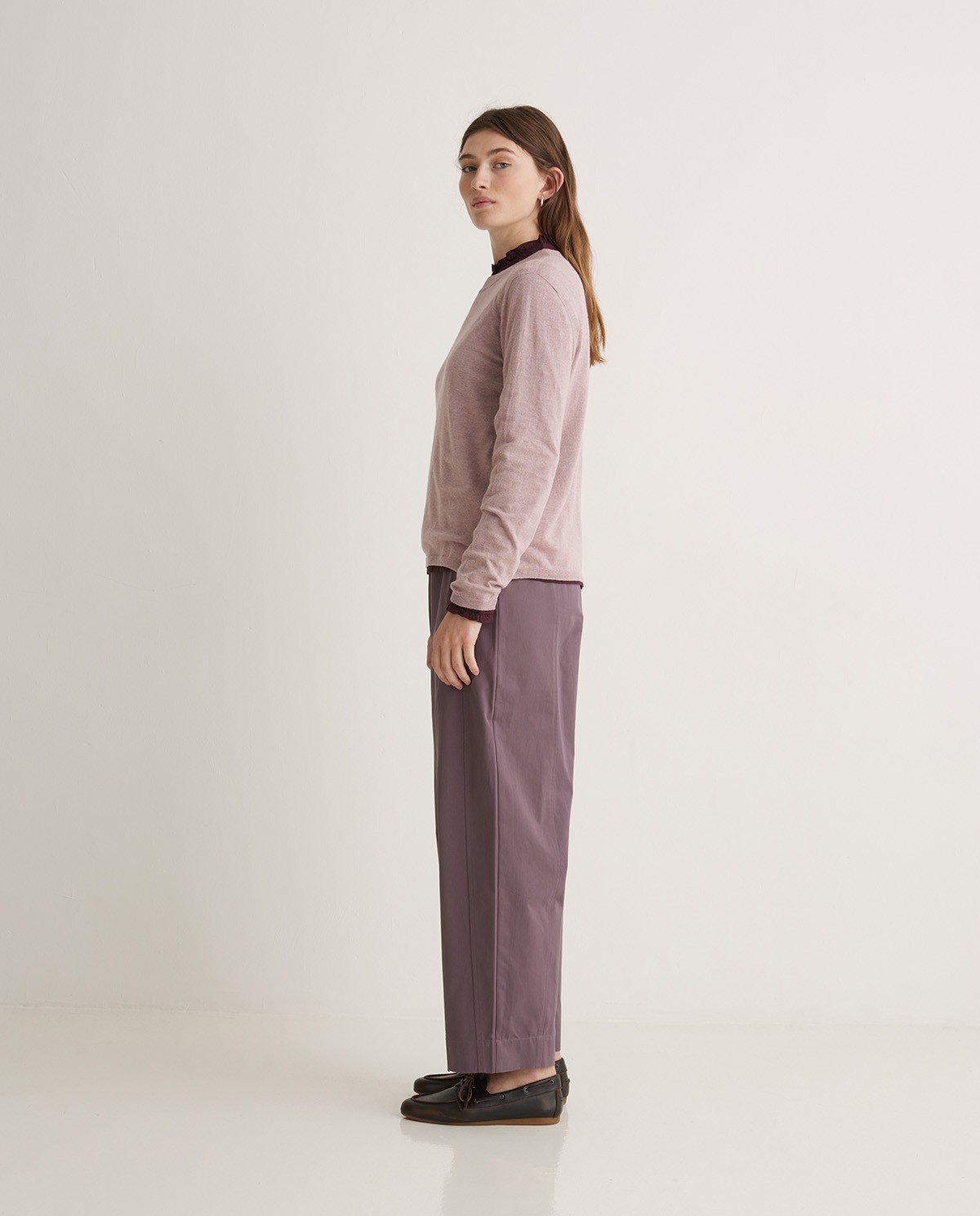 Pull mauve col rond en coton bio - Pull 100% coton bio 2