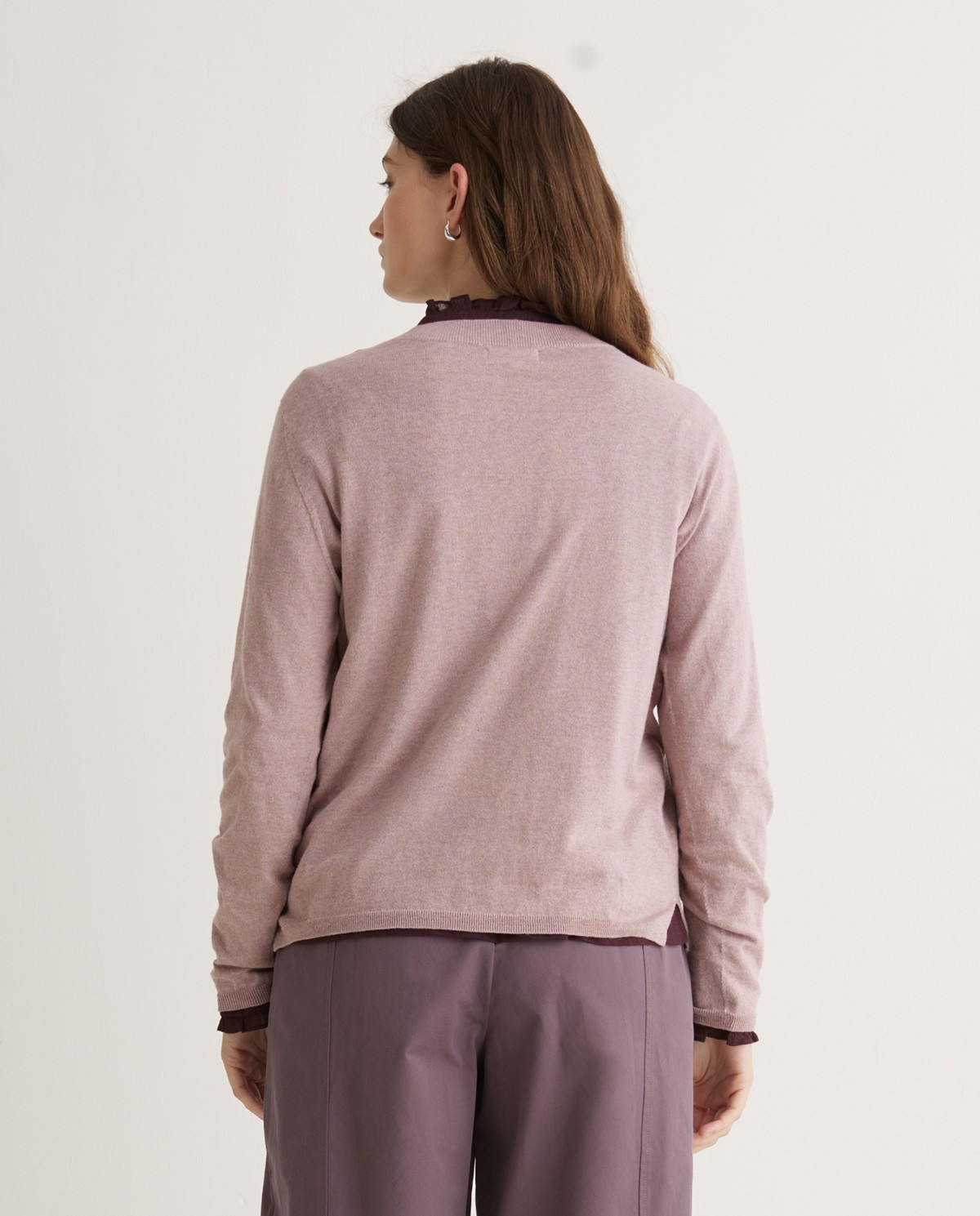 Pull mauve col rond en coton bio - Pull 100% coton bio 3
