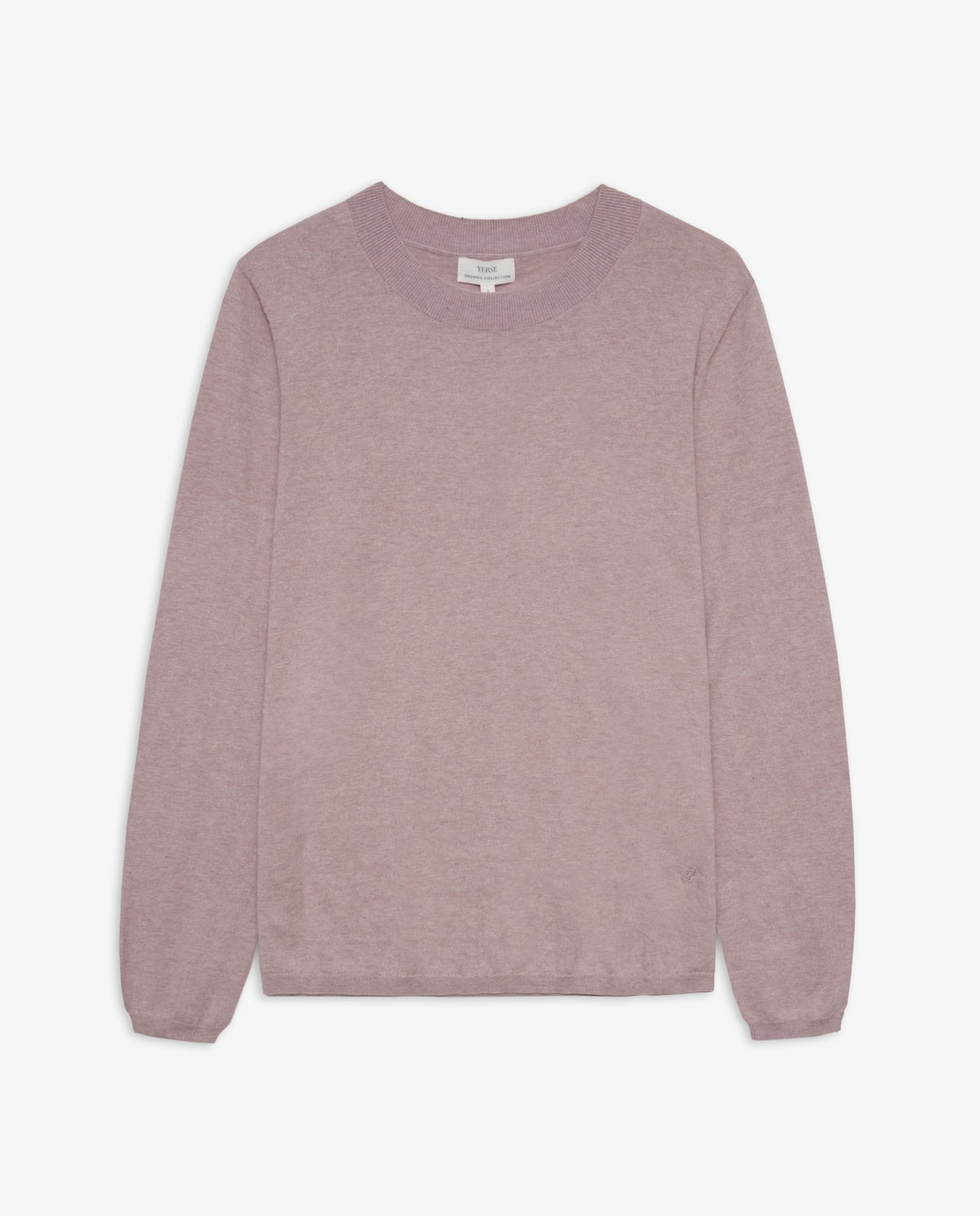 Mauve organic-cotton sweater with round neckline woman Yerse - Front view 7