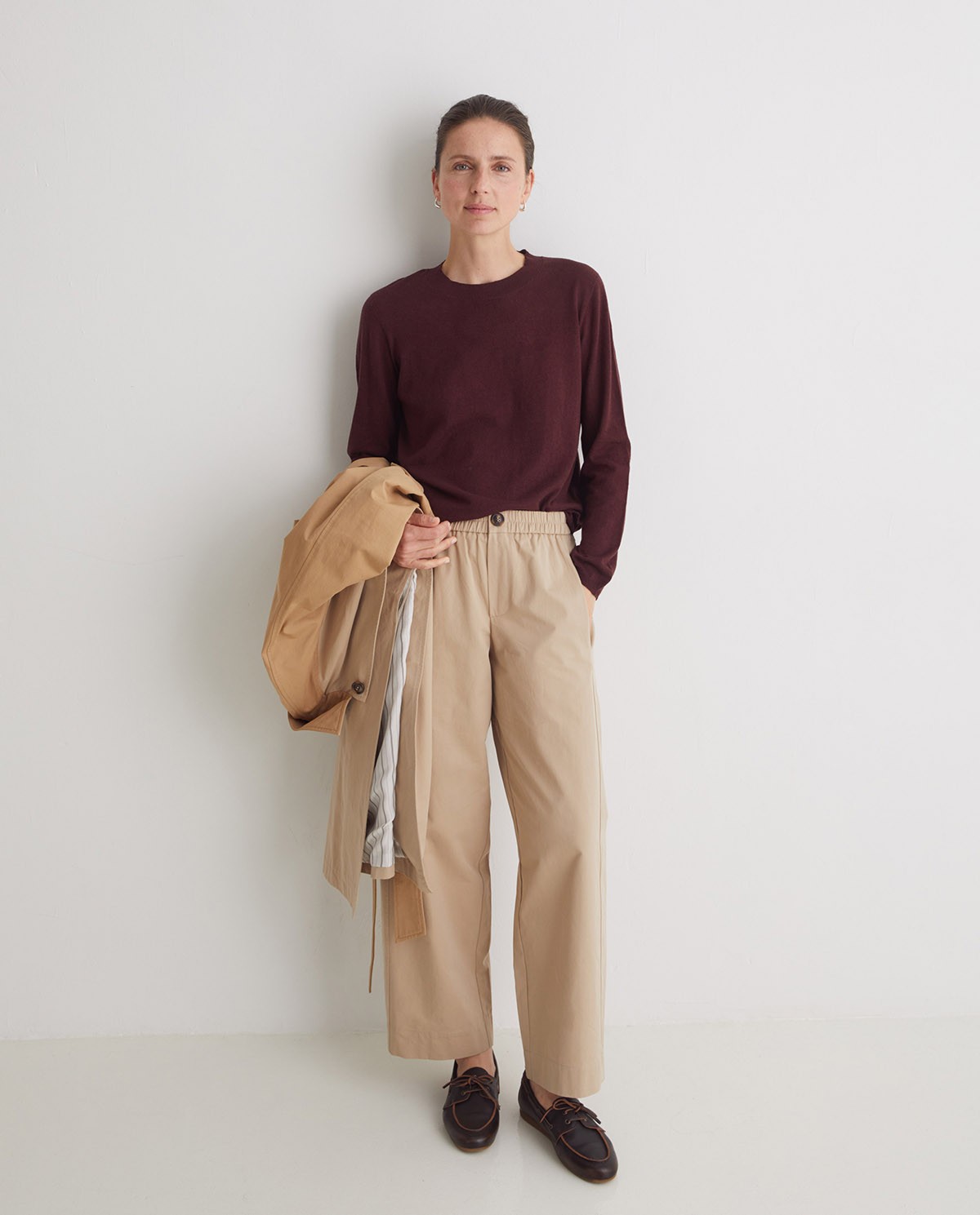 Pull col rond en coton bio, bordeaux - Pull 100% coton bio 5