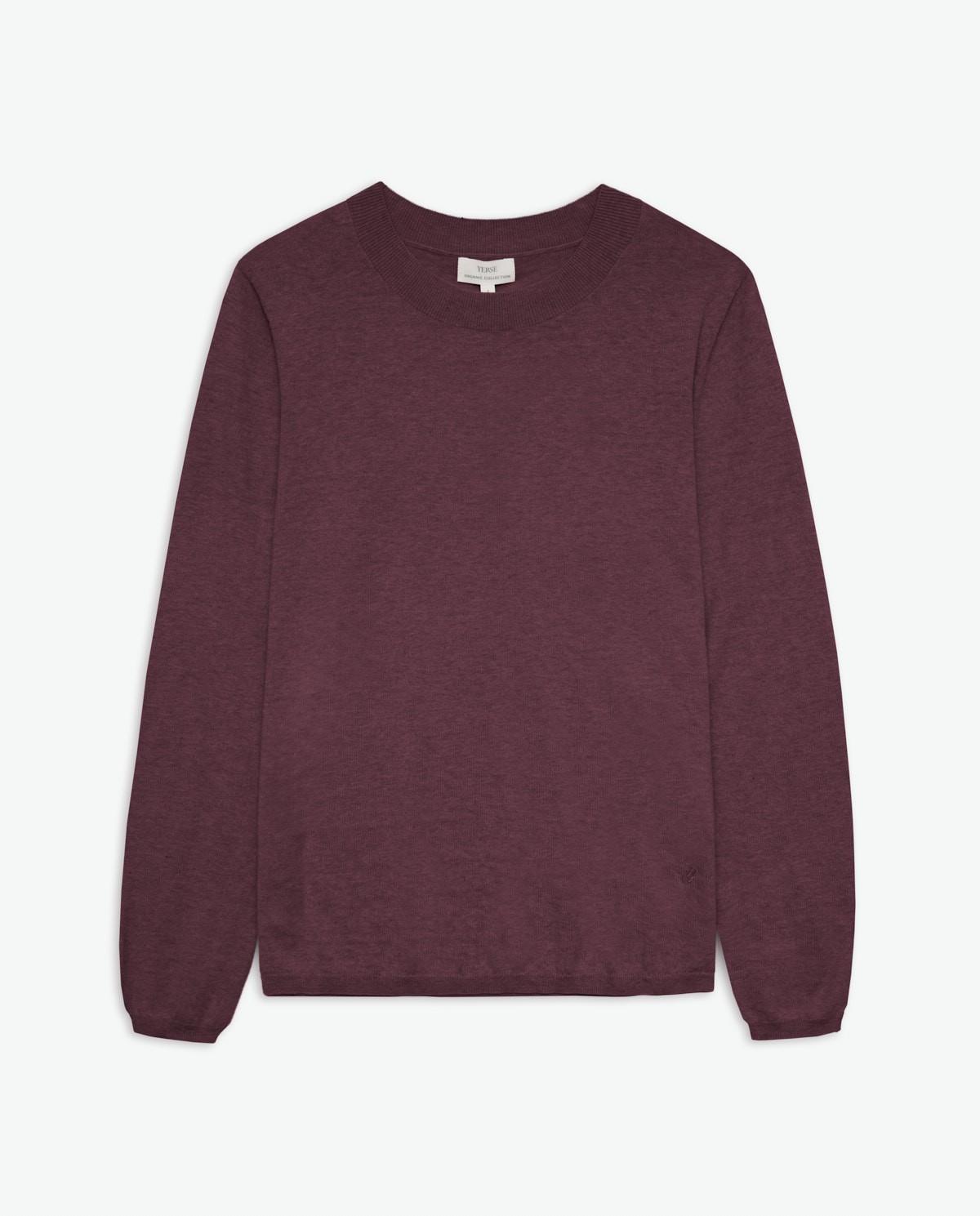 Maroon organic-cotton sweater with round neckline woman Yerse - Front view 6