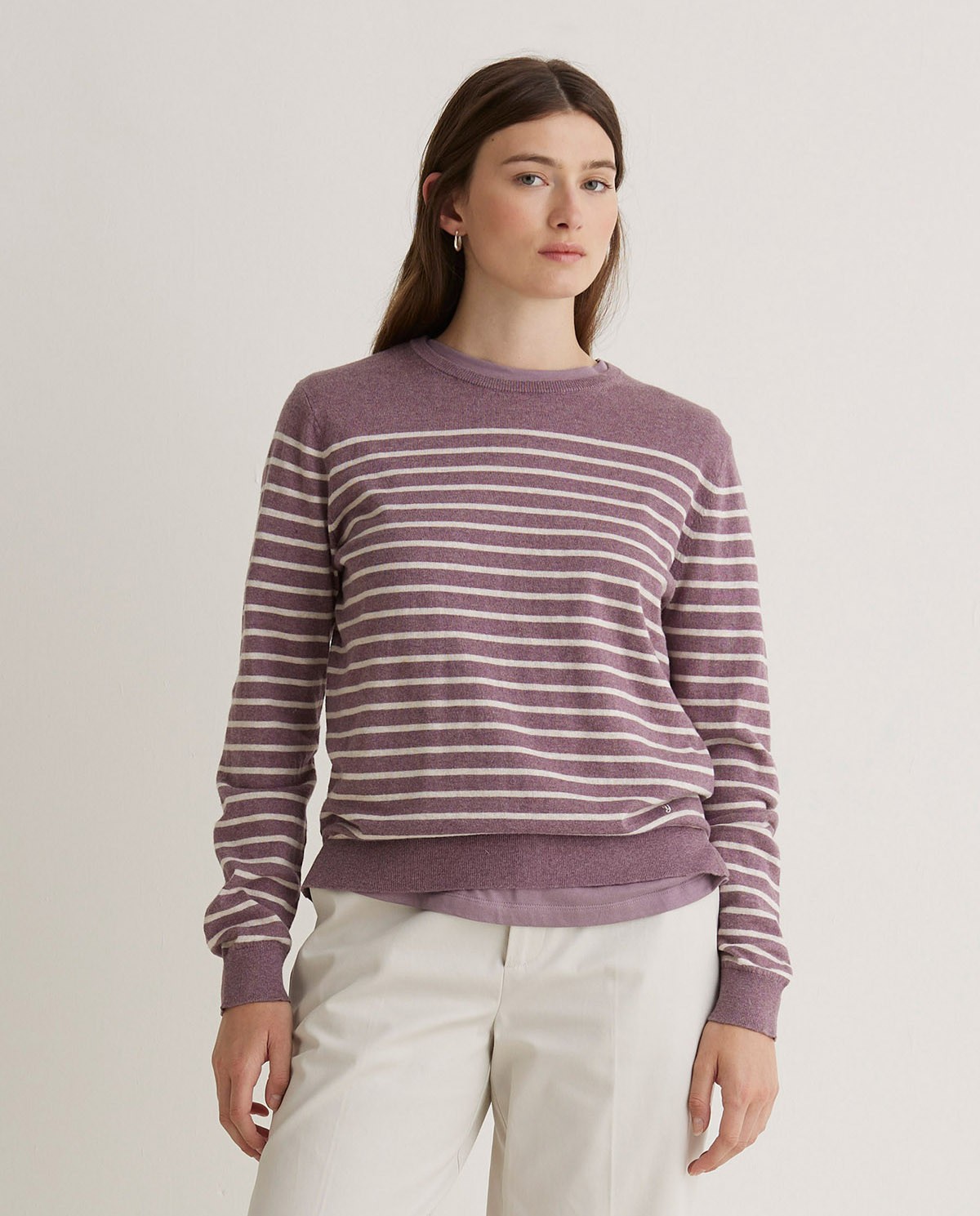 Jersey algodón orgánico rayas malva oscuro - Jersey algodón orgánico 100% 5