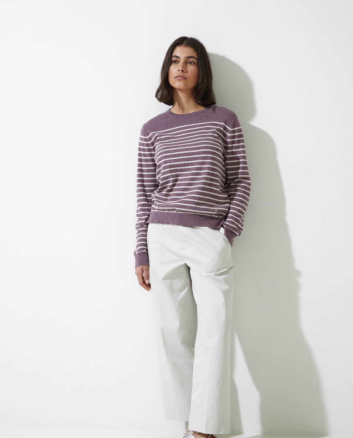 Jersey algodón orgánico rayas malva oscuro - Jersey algodón orgánico 100% 3
