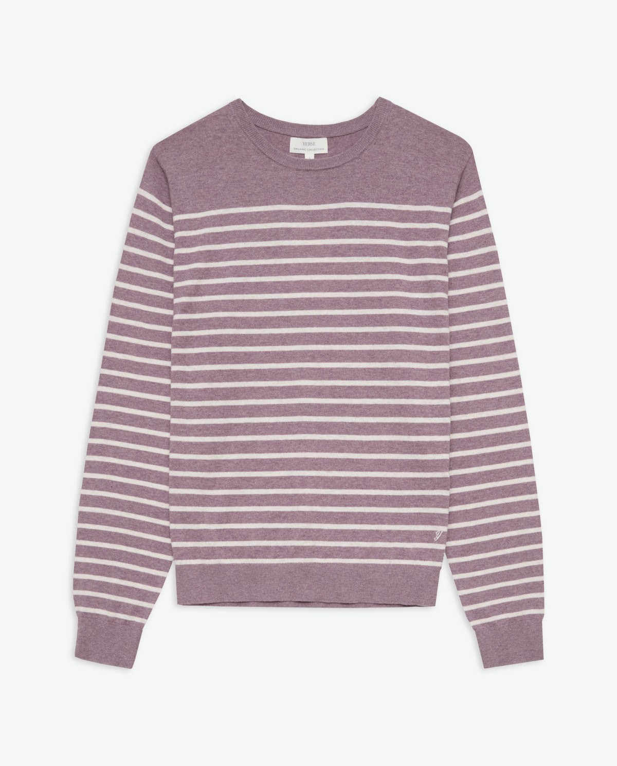 Mauve striped organic-cotton sweater woman Yerse - Front view 9