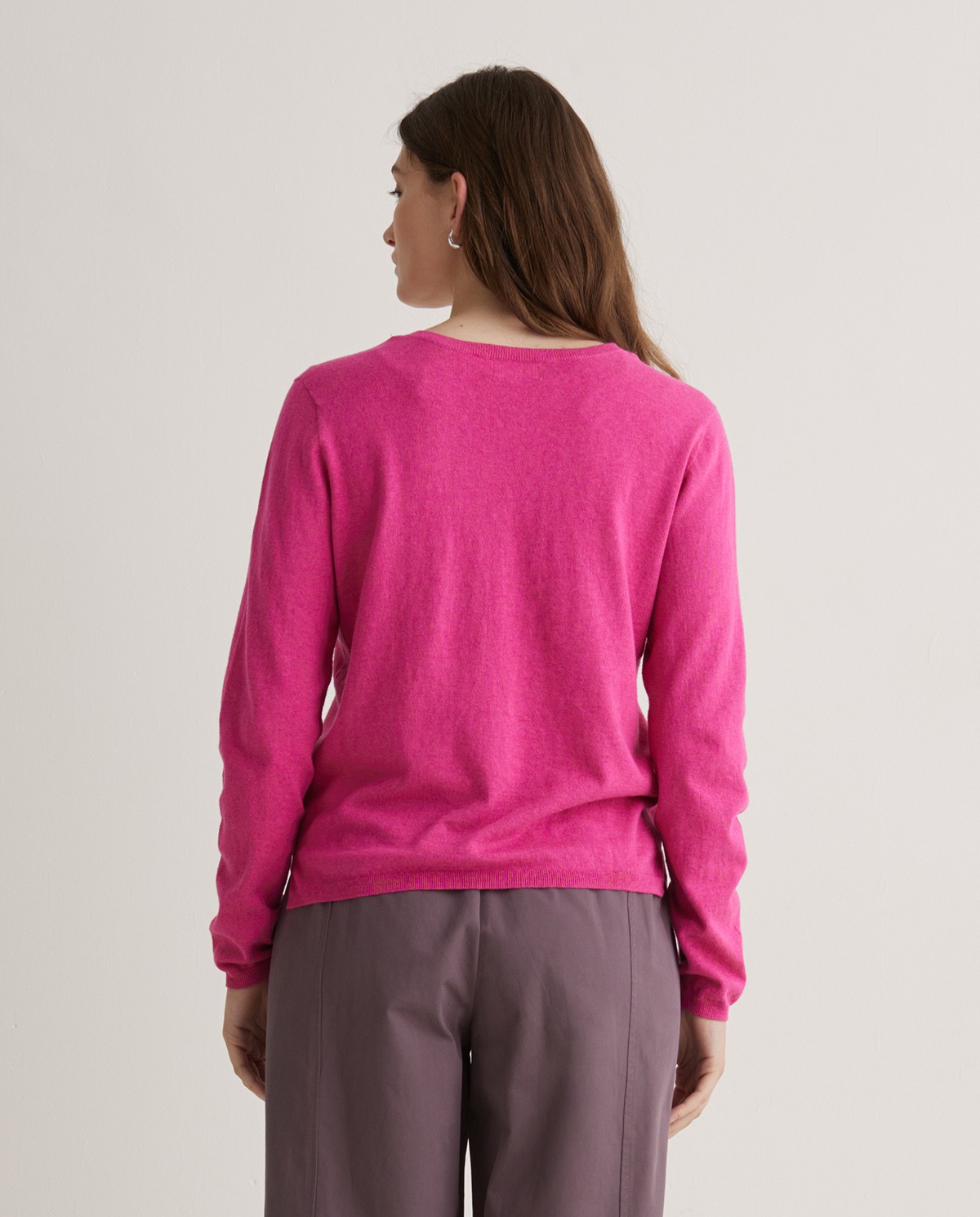 Jersey algodón orgánico cuello pico fucsia oscuro - Jersey algodón orgánico 100% 3