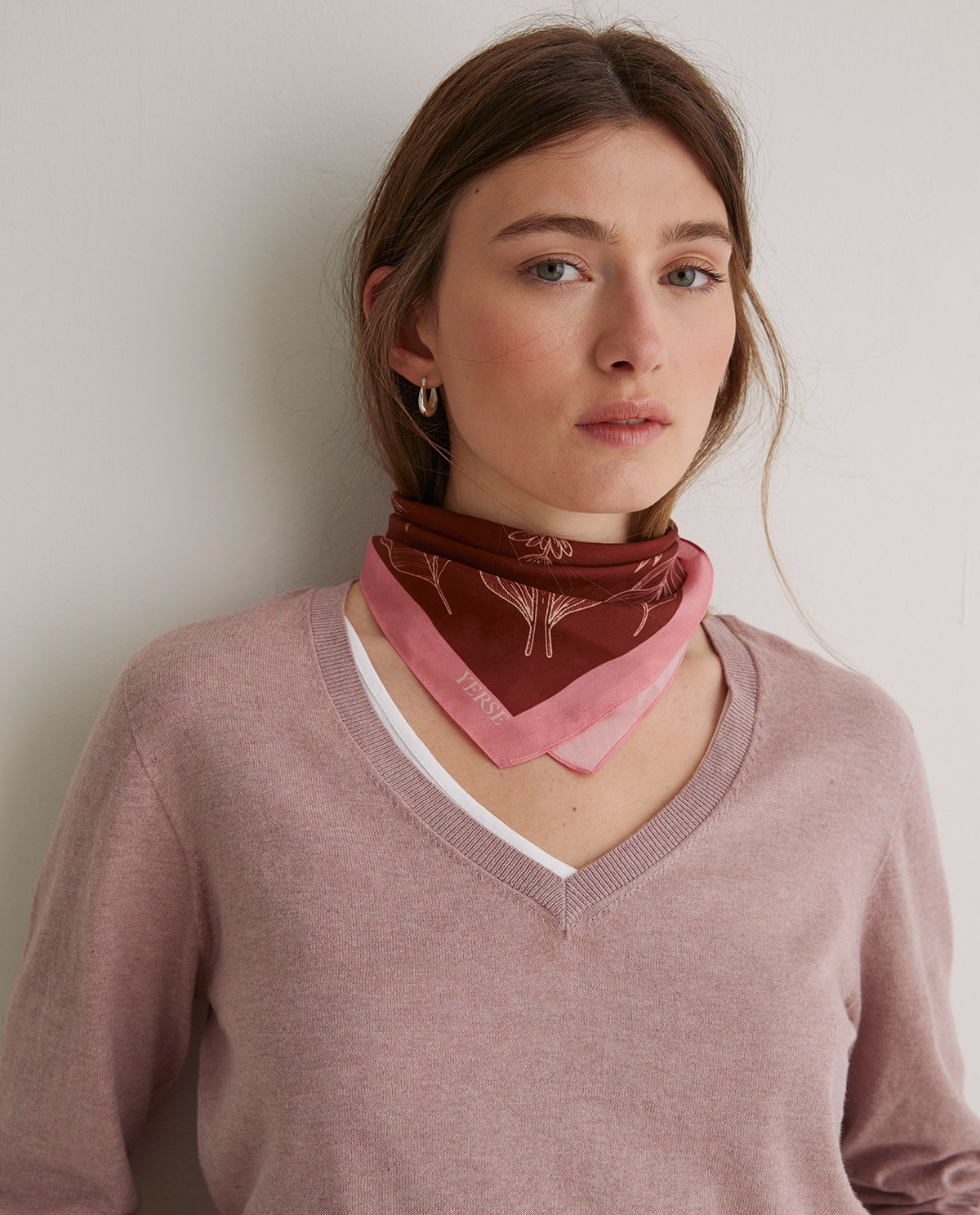 Jersey algodón orgánico cuello pico malva - Jersey algodón orgánico 100% 1