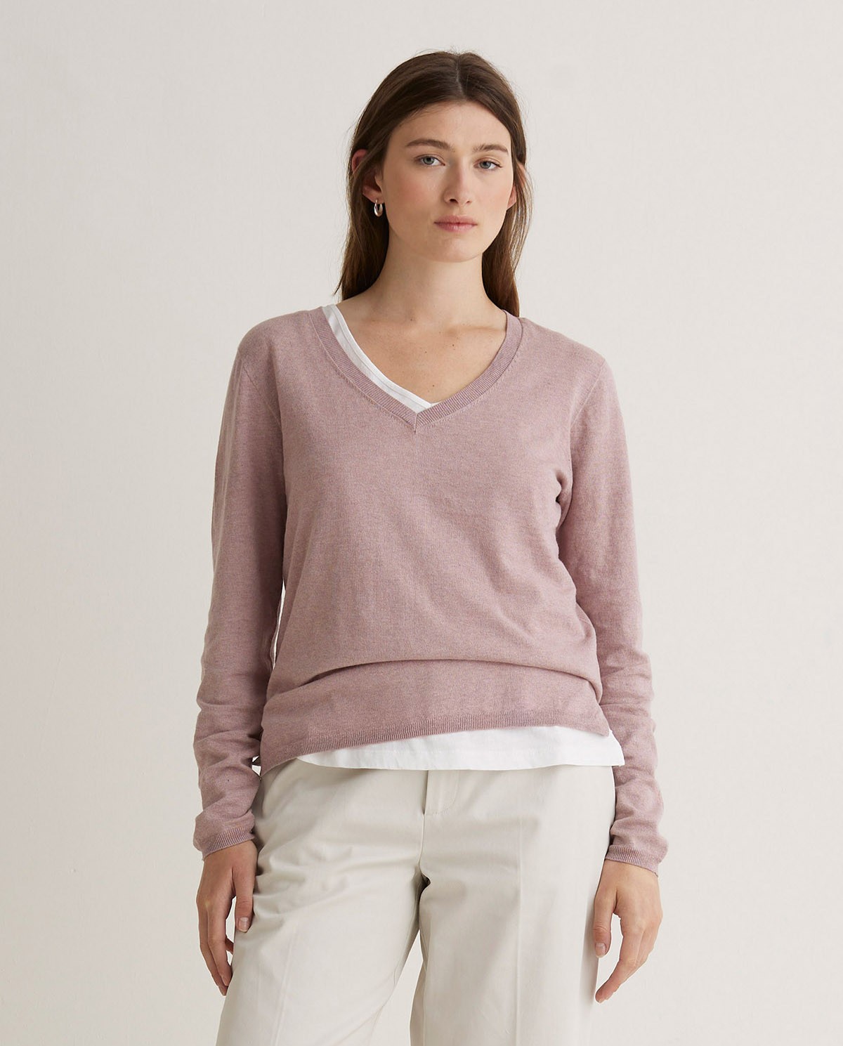 Jersey algodón orgánico cuello pico malva - Jersey algodón orgánico 100% 2