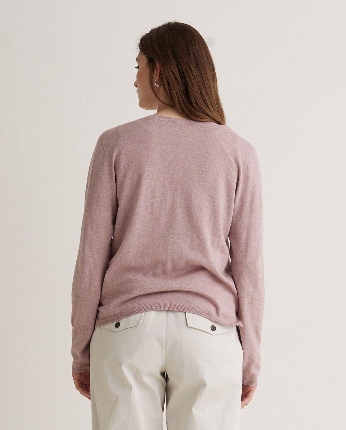 Jersey algodón orgánico cuello pico malva - Jersey algodón orgánico 100% 4