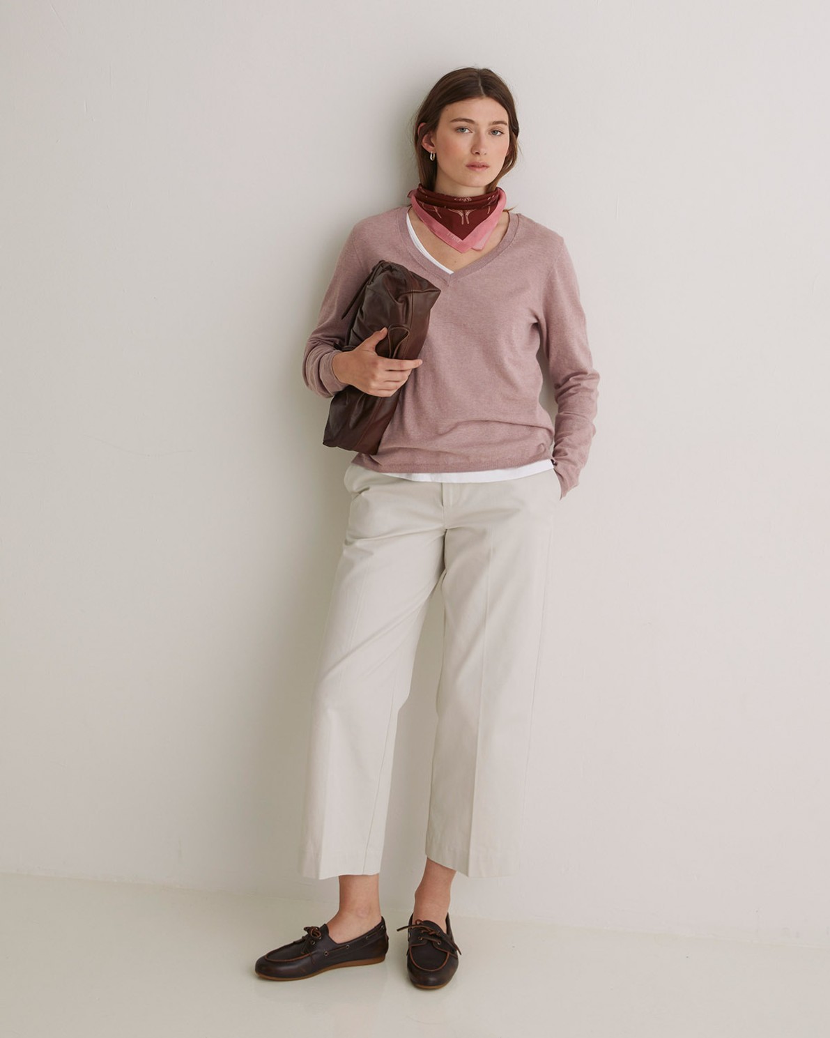 Jersey algodón orgánico cuello pico malva - Jersey algodón orgánico 100% 5