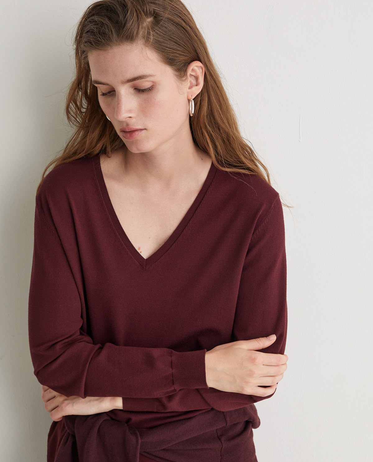 Garnet side slit sweater - V-neck sweater 1