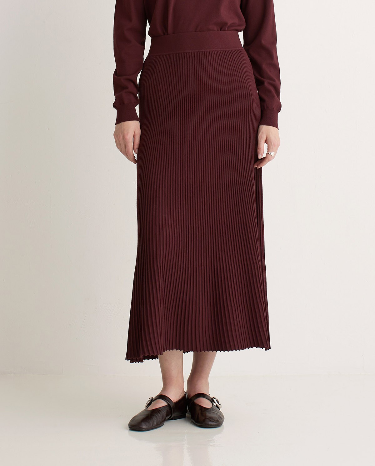 Maroon pleated midi skirt - Pleated midi skirt 3