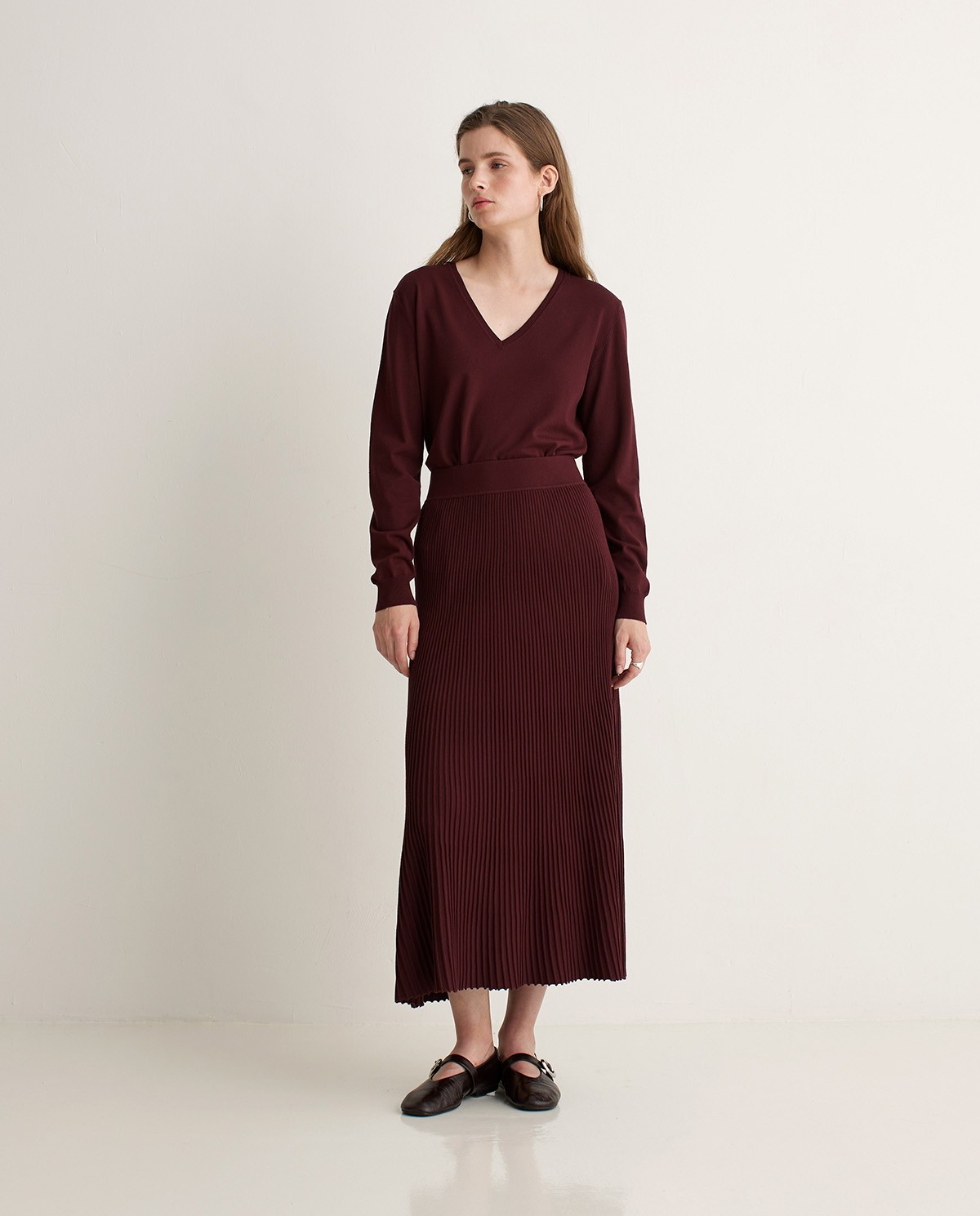 Maroon pleated midi skirt - Pleated midi skirt 2