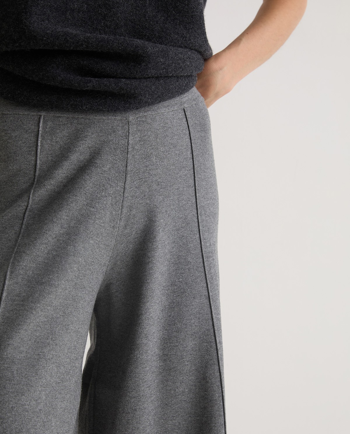 Pantalon jupe-culotte en viscose grise - Pantalon style jupe-culotte 3