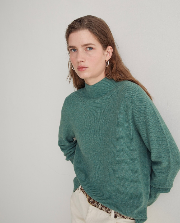Jersey mezcla lana punto Inglés verde - Jersey punto inglés