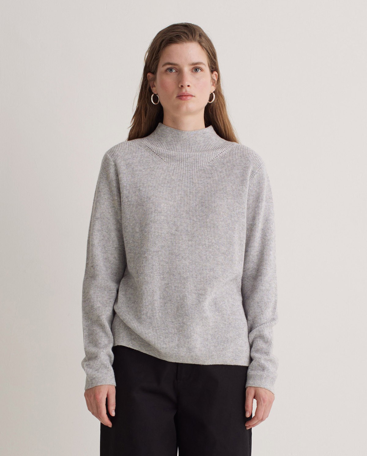 Jersey mezcla lana punto Inglés gris claro - Jersey punto inglés 3