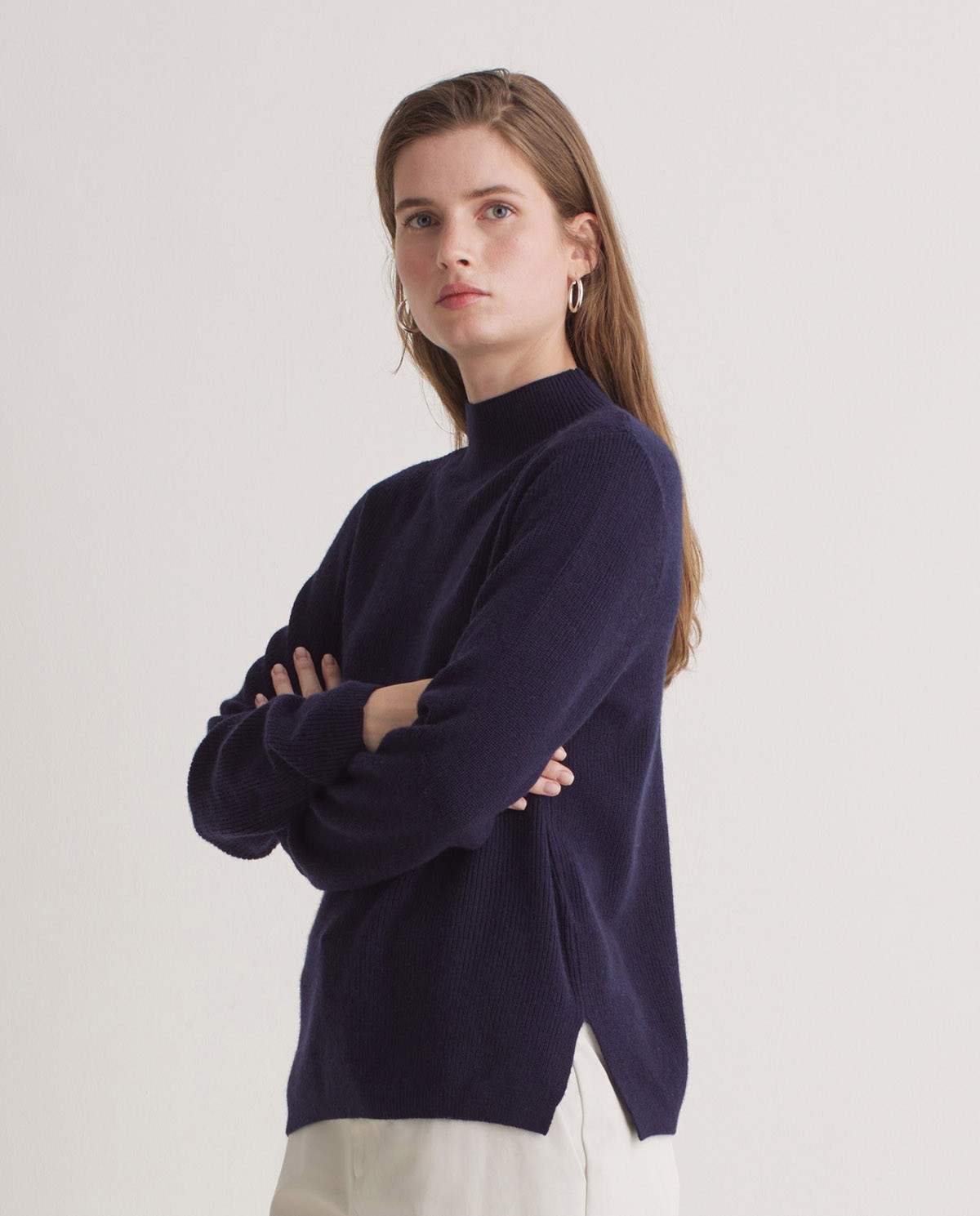 Jersey mezcla lana punto Inglés azul marino - Jersey punto inglés 3