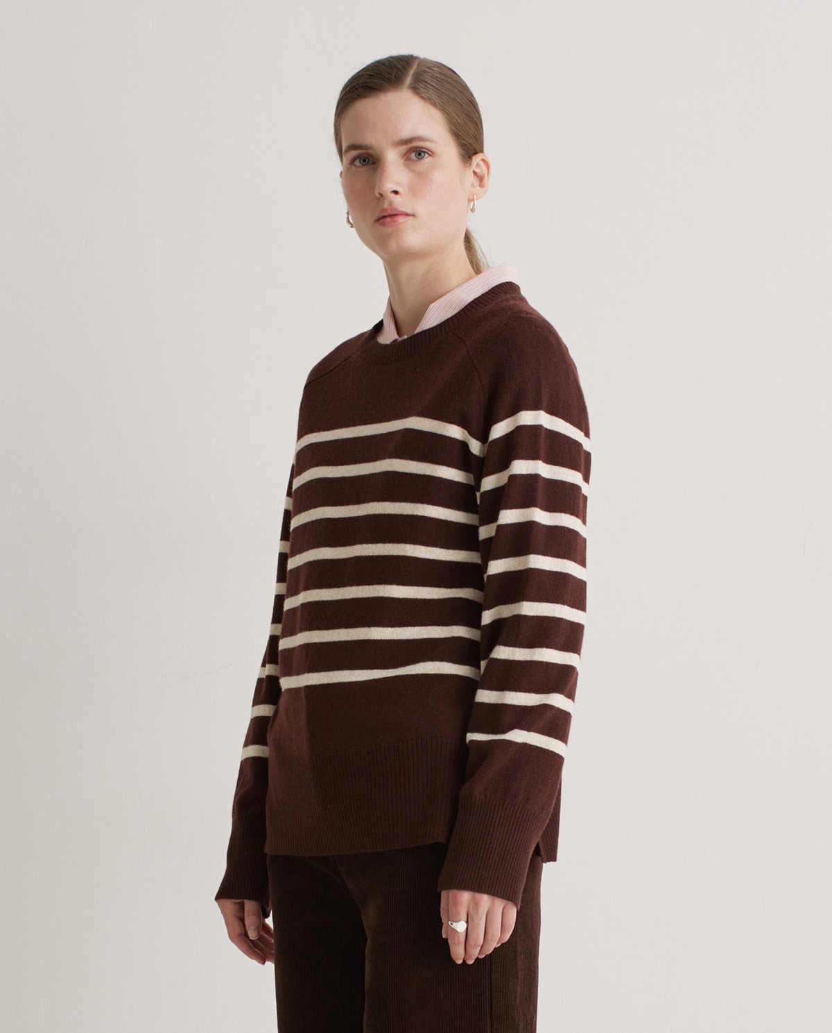 Jersey mezcla lana rayas marrón - Jersey tejido mezcla de lana y viscosa