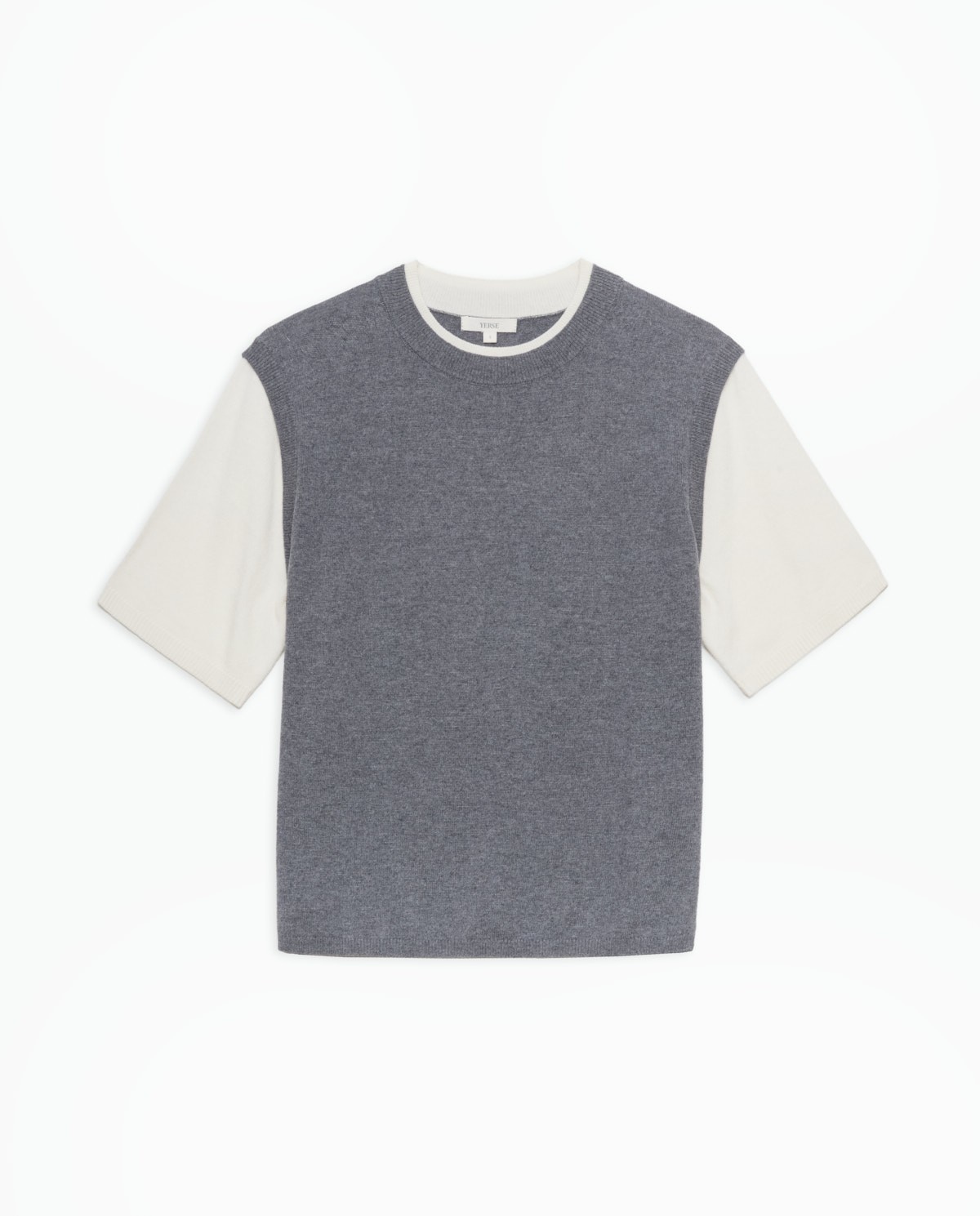 Grey two-tone short-sleeved sweater - Double-garment sweater 8