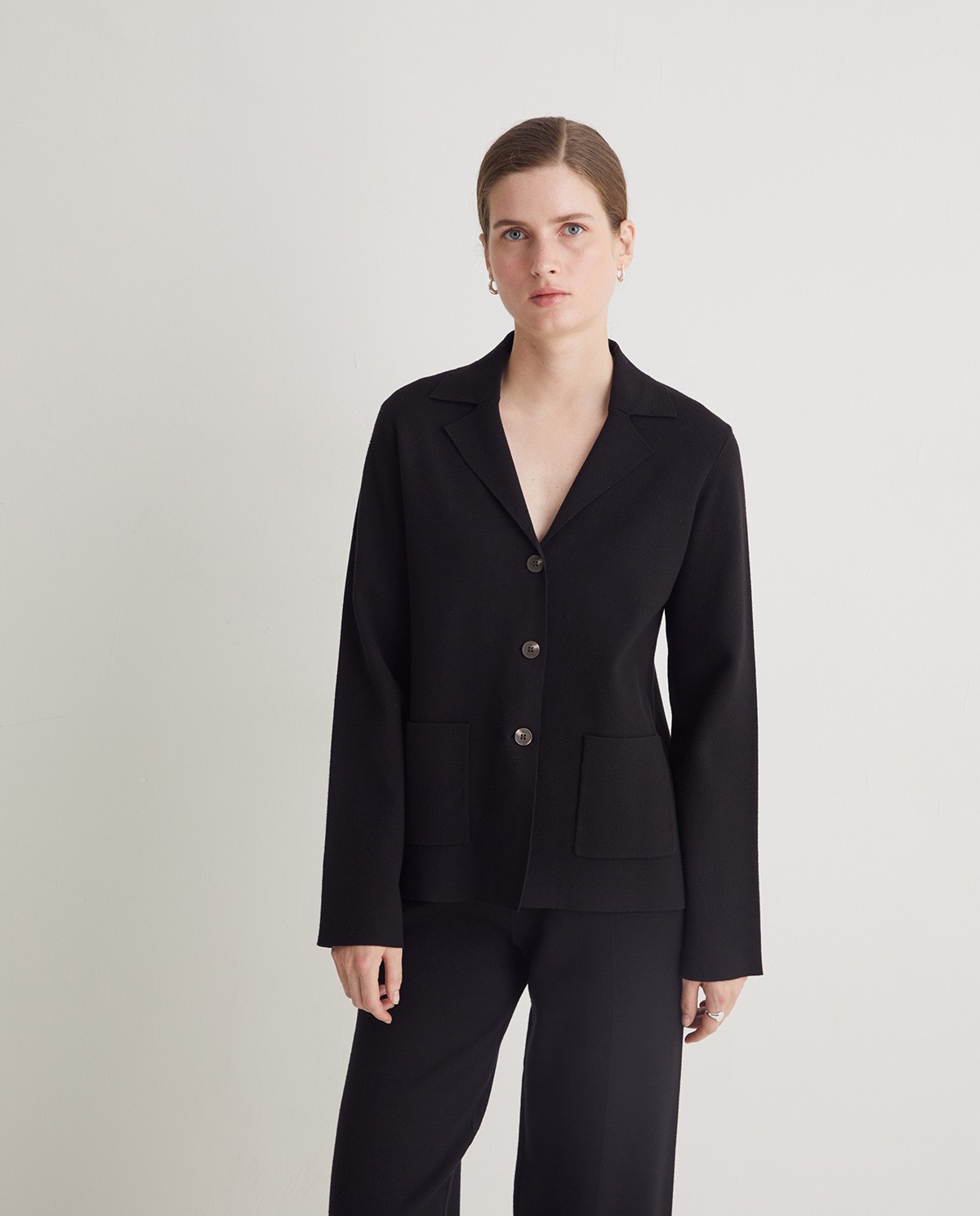 Blazer de punto negro - Chaqueta corta de punto