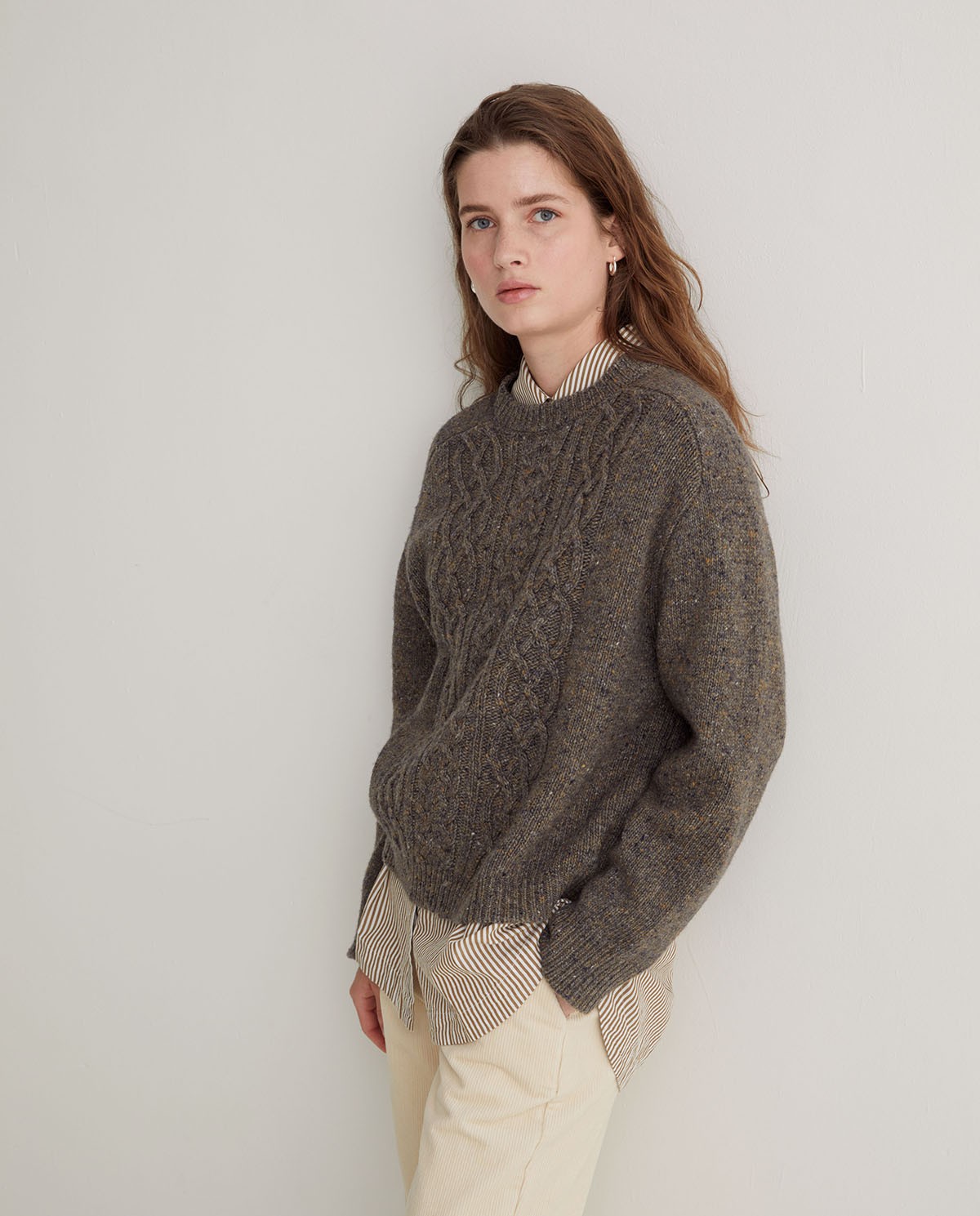 Jersey de ochos lana de merino marrón- Jersey de punto 4