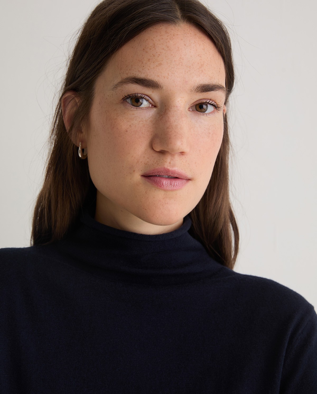 Navy blue organic cotton and wool turtleneck sweater - Organic cotton and wool blend sweater 1