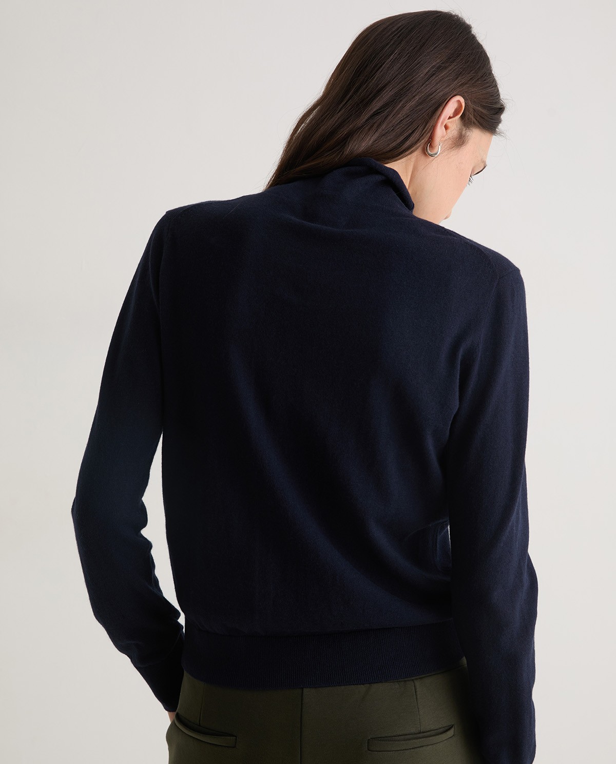 Navy blue organic cotton and wool turtleneck sweater - Organic cotton and wool blend sweater 3